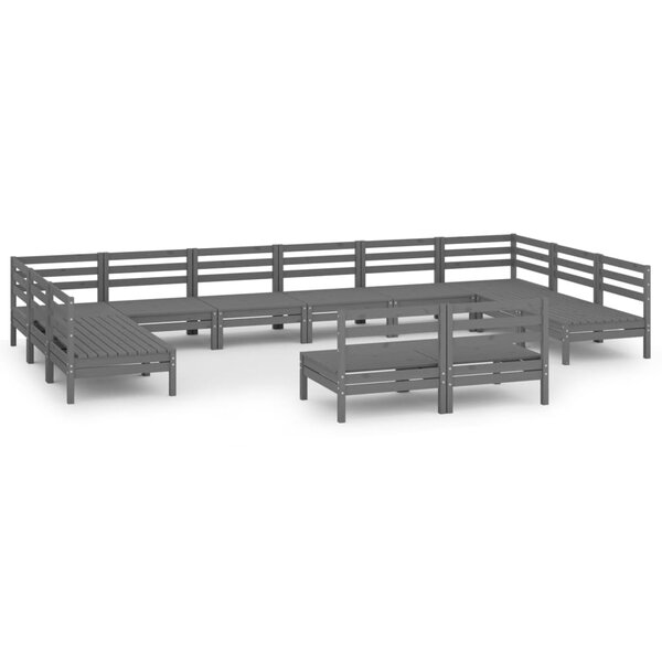 Salon de jardin meuble d'extérieur ensemble de mobilier 12 pièces gris bois de pin massif 02_0015711