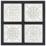 vidaXL Panneau mural sculpté à la main MDF 40x40x1 5 cm Noir et blanc