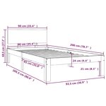 vidaXL Cadre de lit Gris Bois de pin massif 90x200 cm