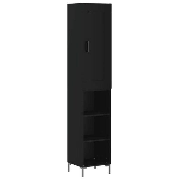 vidaXL Buffet haut Noir 34 5x34x180 cm Bois d'ingénierie