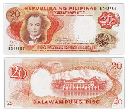 Billet de collection 20 piso 1969 philippines - neuf - p145b