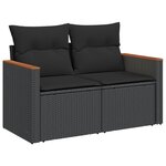 vidaXL Salon de jardin 7 Pièces avec coussins noir résine tressée