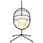 vidaXL Chaise suspendue en forme d'œuf et support beige rotin et acier