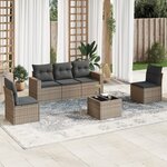 vidaXL Salon de jardin 6 Pièces avec coussins gris résine tressée