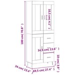 vidaXL Buffet haut Blanc 69 5x34x180 cm Bois d'ingénierie