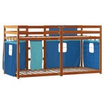 vidaXL Lit superposé avec rideaux bleu 90x200 cm bois pin massif