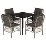 vidaXL Ensemble à manger de jardin et coussins 5 Pièces gris clair rotin