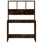 Bureau table poste de travail meuble d'ordinateur informatique étude avec étagères chêne fumé 102 x 45 x 148 cm bois d'ingénierie brun 02_0023487