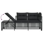vidaXL Salon de jardin d'angle 3 Pièces avec coussins noir résine tressée