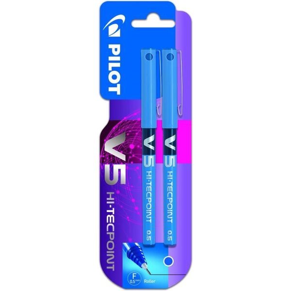 PILOT - Roller encre liquide V5 Fin - Encre bleue - x2 - PRIX CHOC