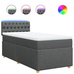 vidaXL Sommier à lattes de lit avec matelas Gris foncé 90x200 cm Tissu