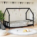 vidaXL Cadre de lit pour enfants noir 90x190 cm bois de pin massif