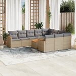 vidaXL Salon de jardin 11 Pièces avec coussins beige résine tressée