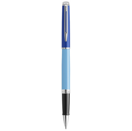 Stylo roller waterman hémisphère  laque bleue  finition palladium  recharge noire pointe fine  coffret cadeau