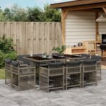 vidaXL Ensemble à manger de jardin 11Pièces avec coussins gris poly rotin