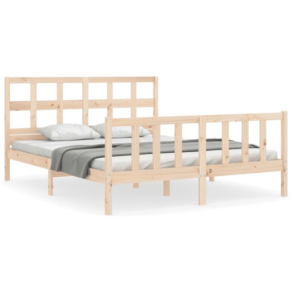 vidaXL Cadre de lit avec tête de lit 160x200 cm bois massif