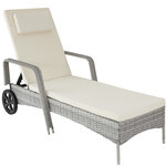Tectake bain de soleil aluminium cassis 6 positions avec roulettes - gris clair