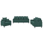 vidaXL Ensemble de canapés 3 Pièces avec coussins Vert foncé Velours