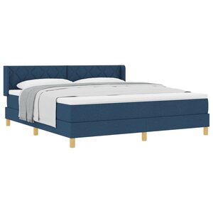 Lit Box Spring vidaXL avec Matelas Bleu 180x200 cm Tissu