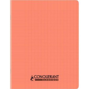 Cahier piqûre 32 pages seyès 2 5 mm 90 g couverture polypropylène rouge CONQUERANT