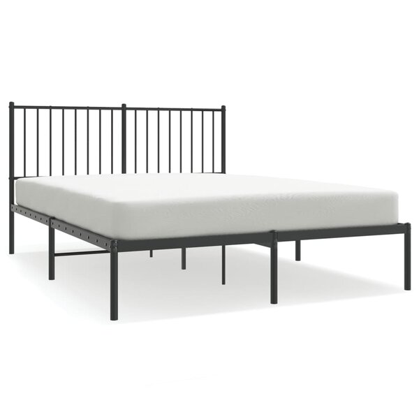 vidaXL Cadre de lit métal avec tête de lit noir 135x190 cm