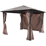 vidaXL Belvédère avec rideau Marron Aluminium 300 x 300 cm
