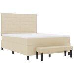 vidaXL Lit à Ressorts avec Matelas & Banc Crème 140x200 cm Tissu