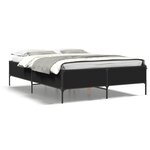 vidaXL Cadre de lit noir 140x190 cm bois d'ingénierie et métal