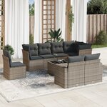 vidaXL Salon de jardin 9 Pièces avec coussins gris résine tressée