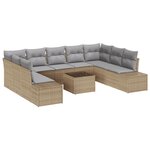 vidaXL Ensemble de canapé de jardin de 10 pièces avec coussins en poly rotin noir