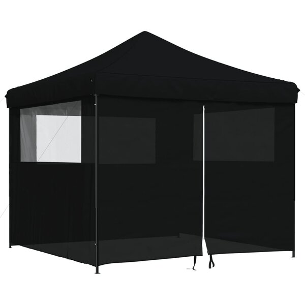 vidaXL Tente de réception pliable escamotable 4 parois latérales noir