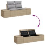 vidaXL Set de canapé de jardin 7 pièces avec coussins Beige Polyratan