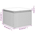 vidaXL Tabouret de jardin avec coussin gris 55x55x37 cm résine tressée