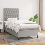 vidaXL Sommier à lattes de lit et matelas Gris clair 90x190 cm Tissu