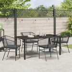 vidaXL Ensemble de salle à manger de jardin 5 pièces avec coussins en poly rotin noir