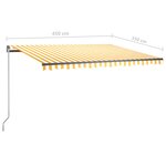 vidaXL Auvent manuel rétractable avec LED 450x350 cm Jaune et blanc