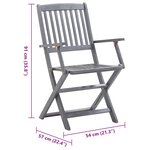vidaXL Chaises pliables d'extérieur lot de 2 et coussins Bois d'acacia