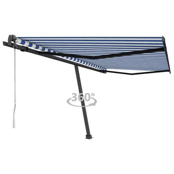 vidaXL Auvent automatique sur pied 450x350 cm Bleu/Blanc