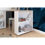 Lit combiné enfant avec bureau rétractable - Blanc et chêne - Sommier inclus - 90 x 200 cm
