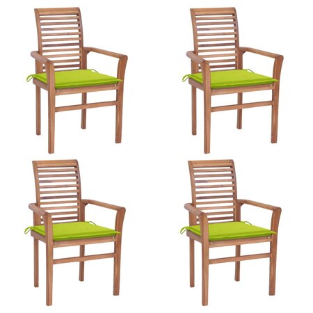 vidaXL Chaises à manger lot de 4 avec coussins vert vif teck solide