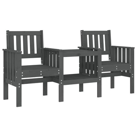 vidaXL Banc de jardin avec table 2 places gris bois massif de pin