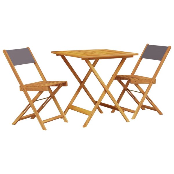 vidaXL Ensemble de bistro 3 Pièces anthracite tissu et bois massif