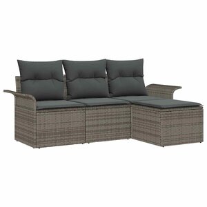 vidaXL Ensemble de Canapés avec coussin 4 Pièces Gris polyrotin