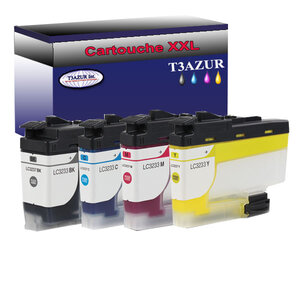 T3AZUR Lot de 4 Cartouches compatibles avec Brother LC3233 XL pour Brother DCP-J1100DW MFC-J1300DW