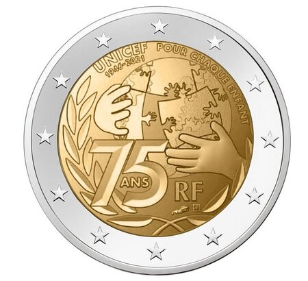 Pièce de monnaie 2 euro commémorative France 2021 – UNICEF