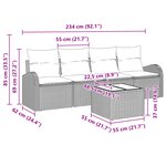 vidaXL Ensemble de Canapés de Jardin 5 Pièces avec Coussins Marron Poly Rotin