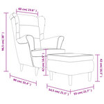 vidaXL Fauteuil à oreilles avec tabouret gris foncé velours