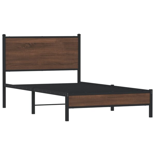vidaXL Cadre de lit en métal avec tête de lit chêne marron 107x203 cm
