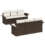 vidaXL Ensemble de Canapés de Jardin 7 Pièces avec Coussins Marron Poly Rattan