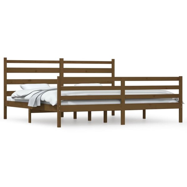 vidaXL Cadre de lit Bois massif de pin 200x200 cm Marron miel
